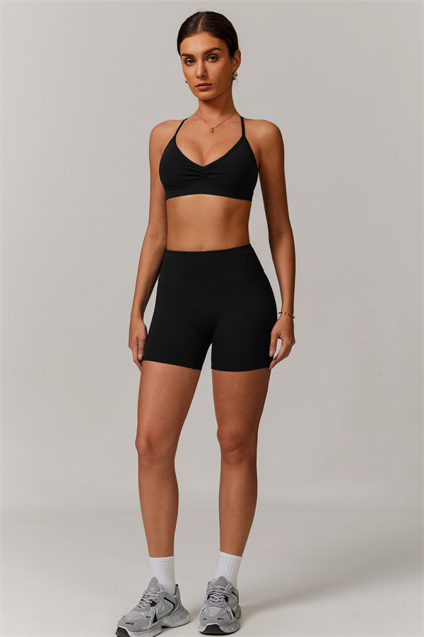 Pleated Crisscross Sports Bra