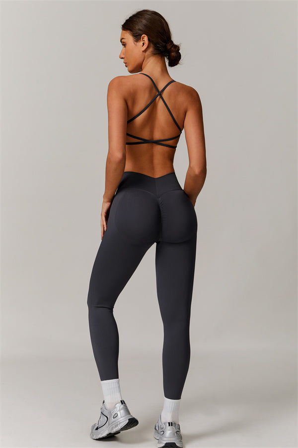 Seamless Cross-Back Sports Bra & Sculpt Legging Set