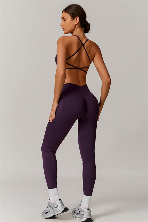 Seamless Cross-Back Sports Bra & Sculpt Legging Set