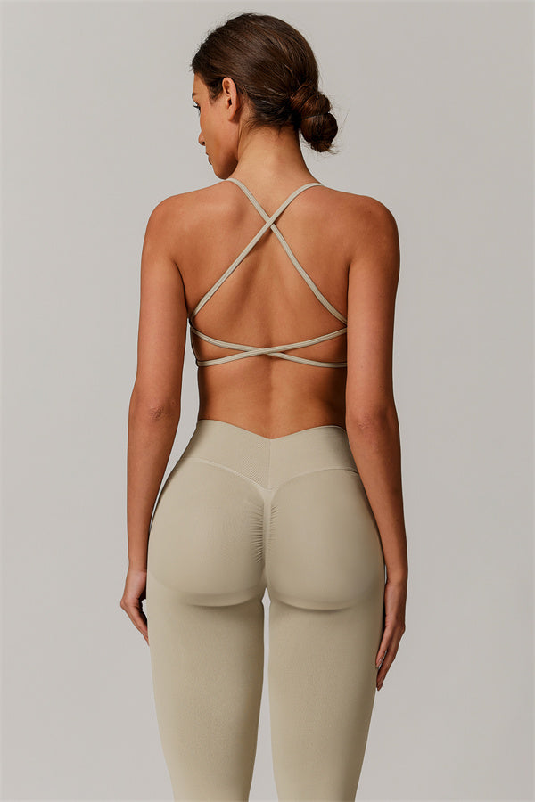 Seamless Cross-Back Sports Bra & Sculpt Legging Set