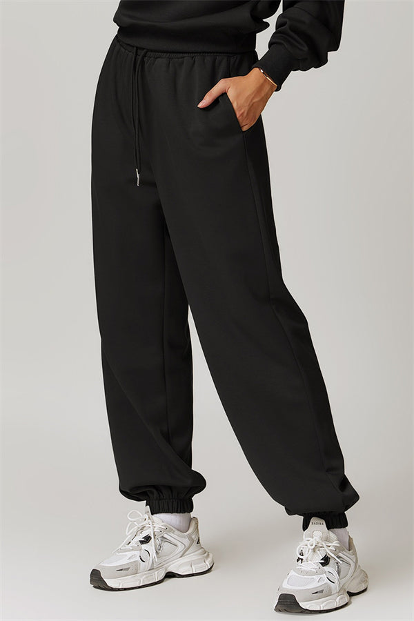 Elastic Waist Sweatpants with Side Pockets