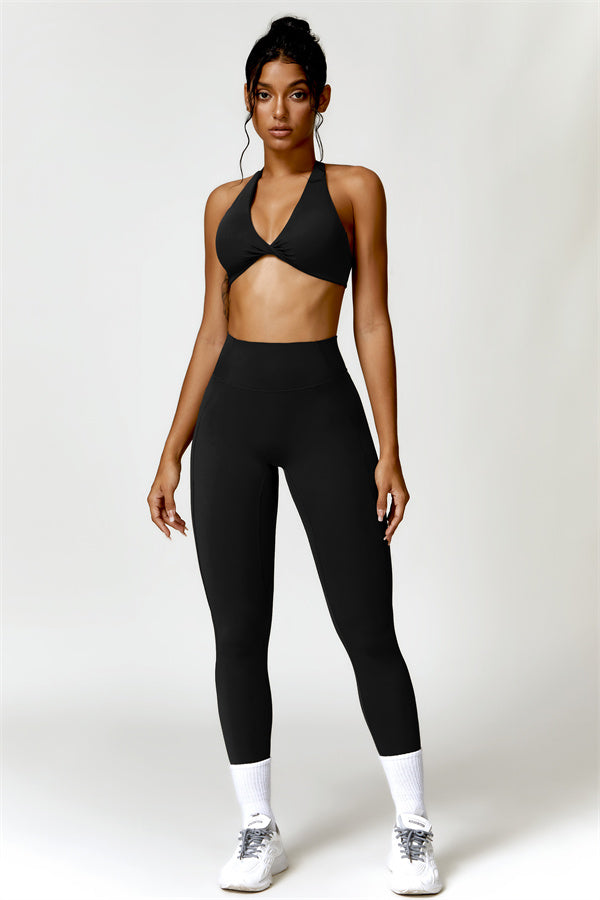 Twist-Front Open Back Sports Bra