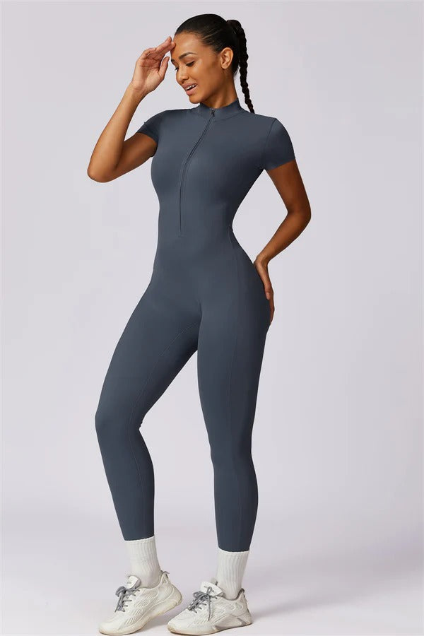 High-Performance Zip-Front Active Jumpsuit
