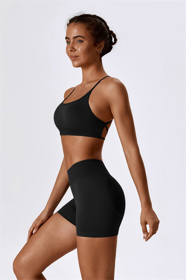 U-Neck Sculpting Sports Bra & High-Waist Shorts Set