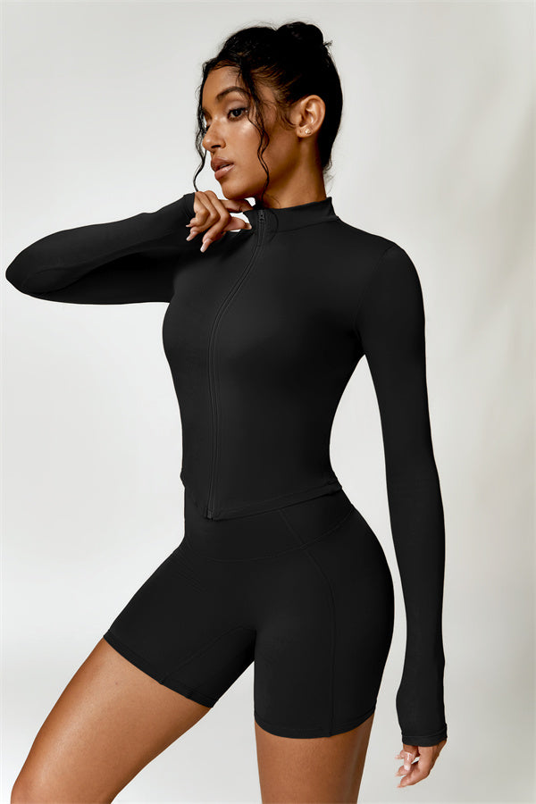 Zip-Up Stand Collar Active Jacket