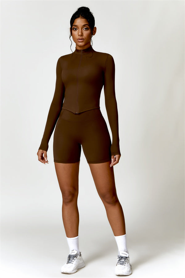 Zip-Up Stand Collar Active Jacket