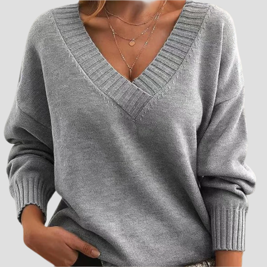 Chic V-Neck Cashmere Sweater for Women