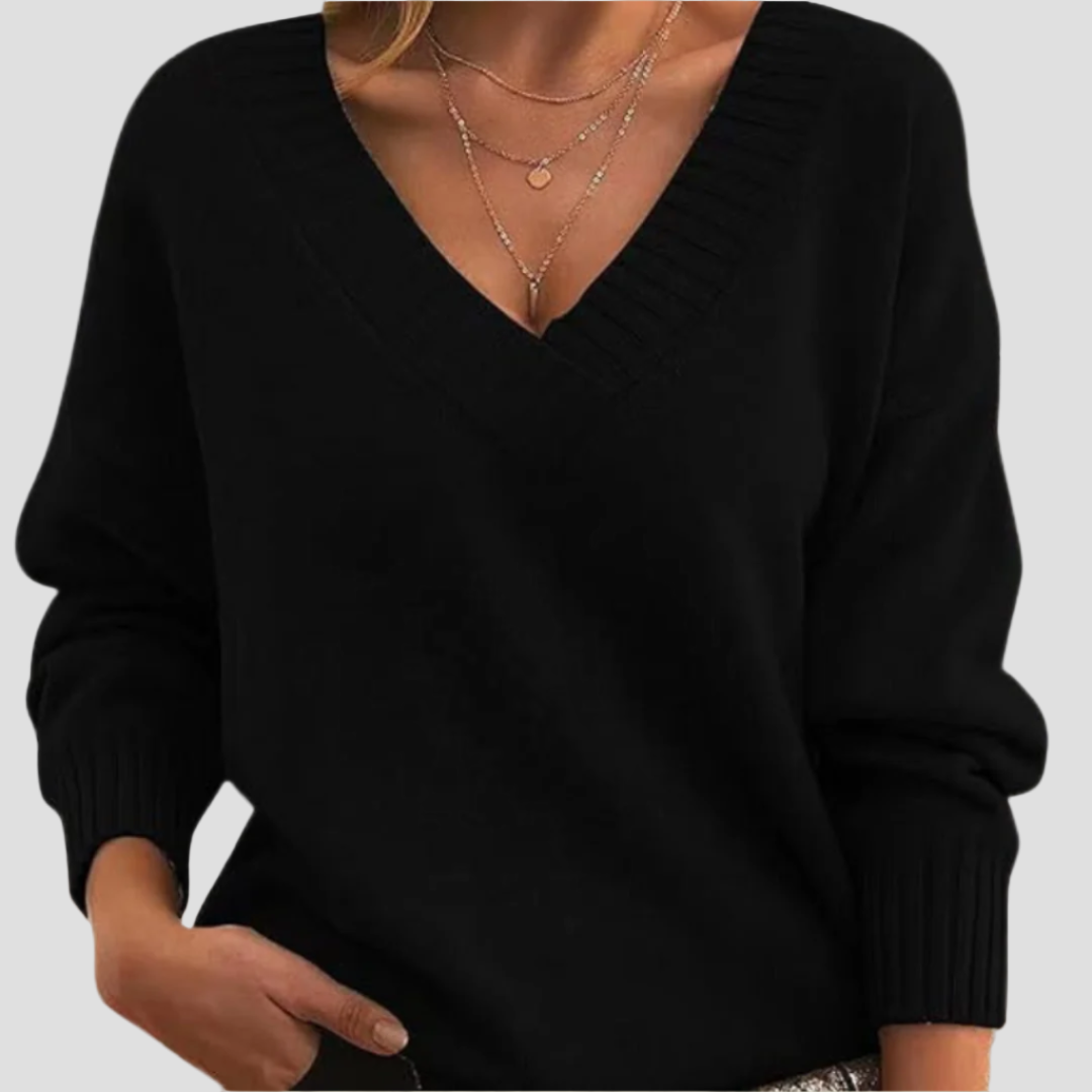 Chic V-Neck Cashmere Sweater for Women