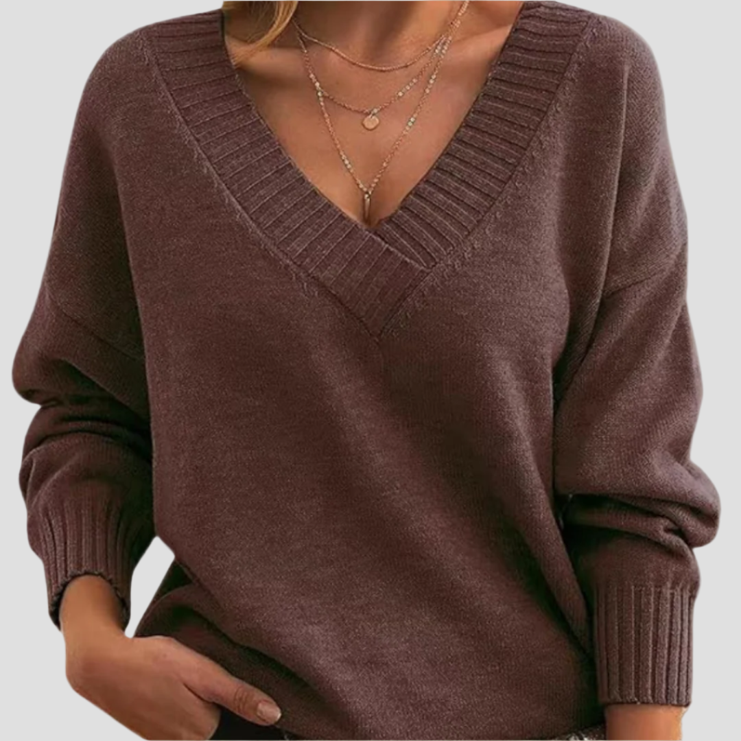 Chic V-Neck Cashmere Sweater for Women