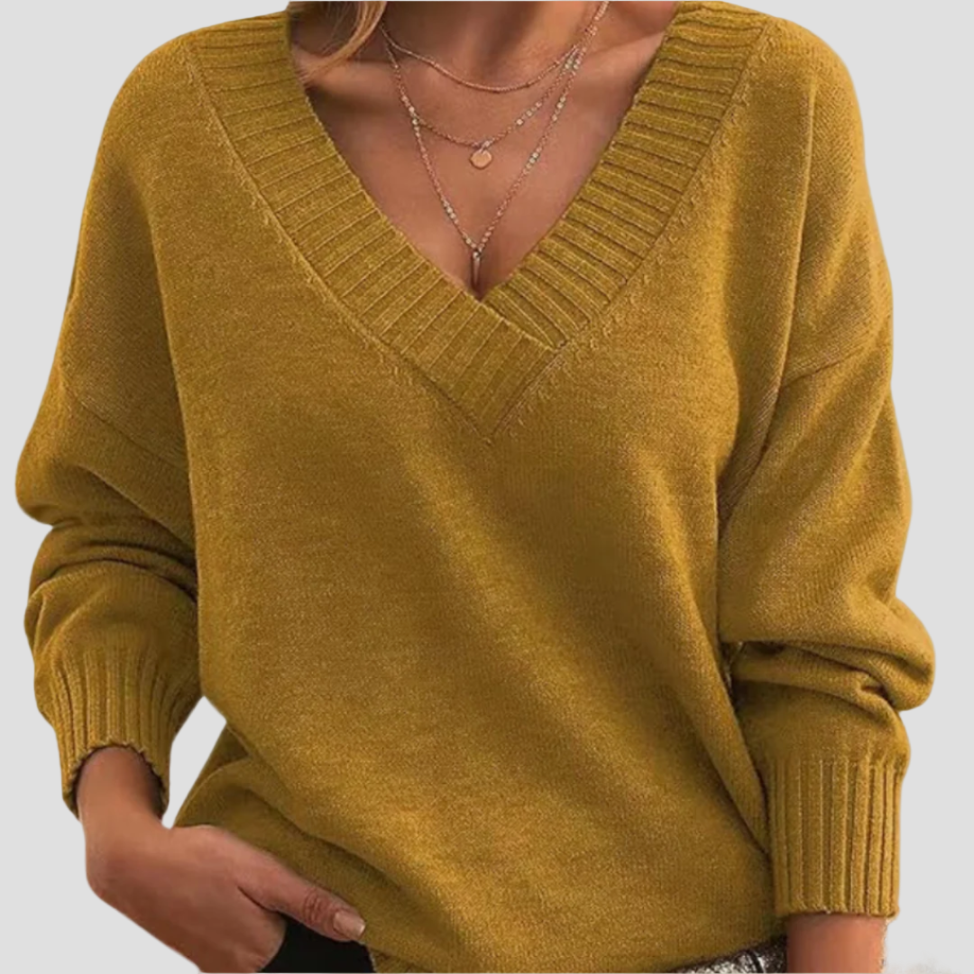 Chic V-Neck Cashmere Sweater for Women
