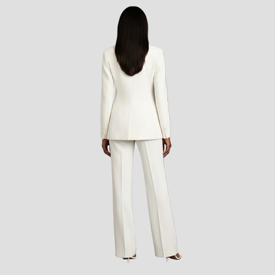 Chic Women's Suit Set - Tailored Blazer and Slim-Fit Trousers