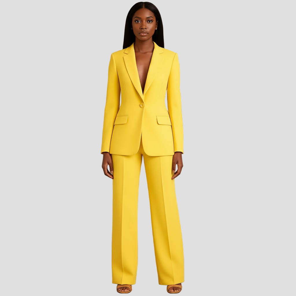 Chic Women's Suit Set - Tailored Blazer and Slim-Fit Trousers