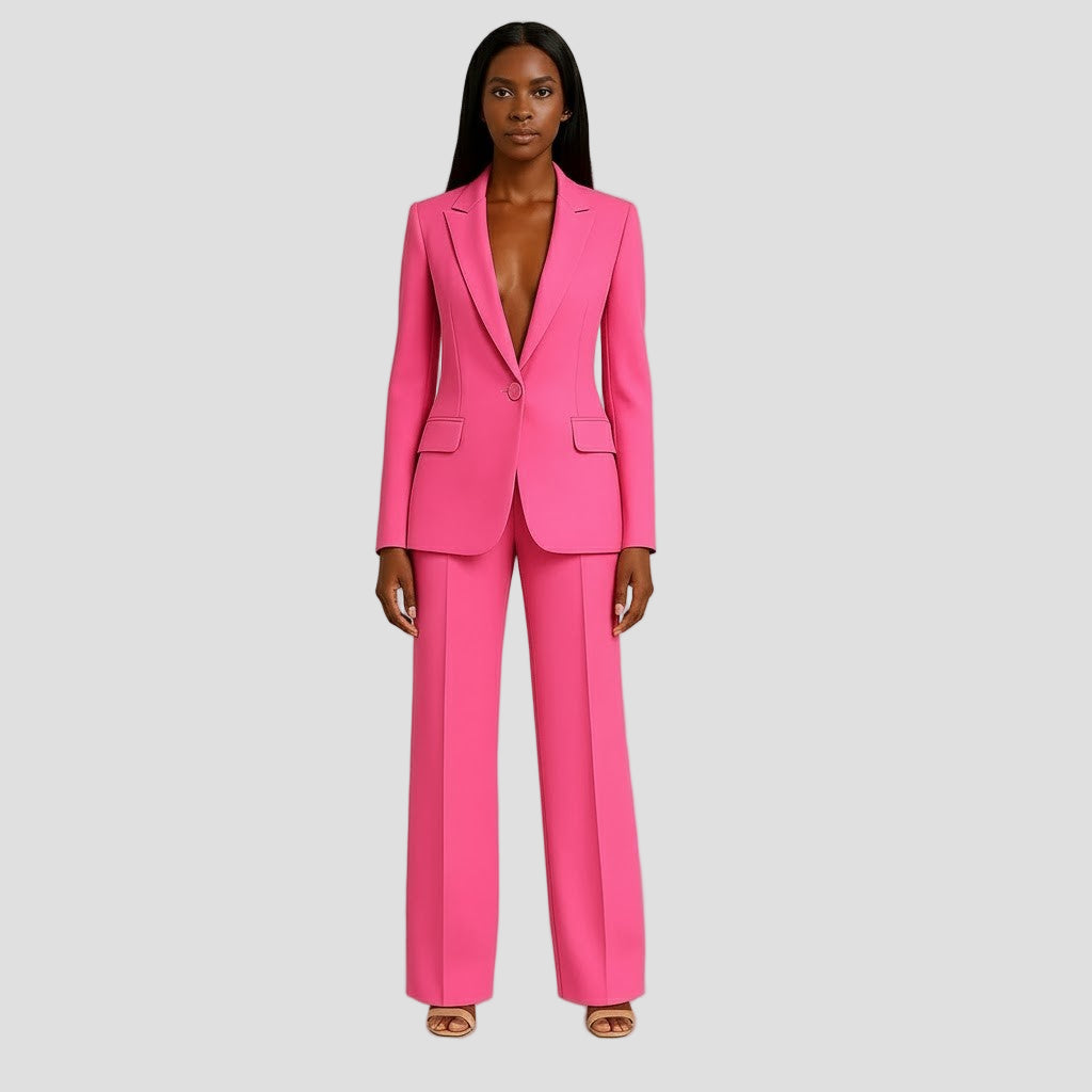 Chic Women's Suit Set - Tailored Blazer and Slim-Fit Trousers