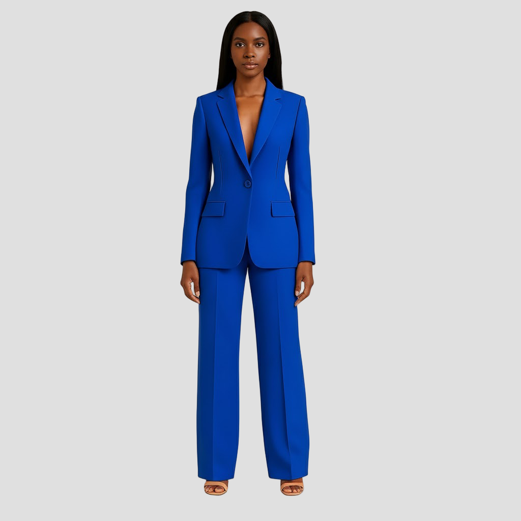 Chic Women's Suit Set - Tailored Blazer and Slim-Fit Trousers