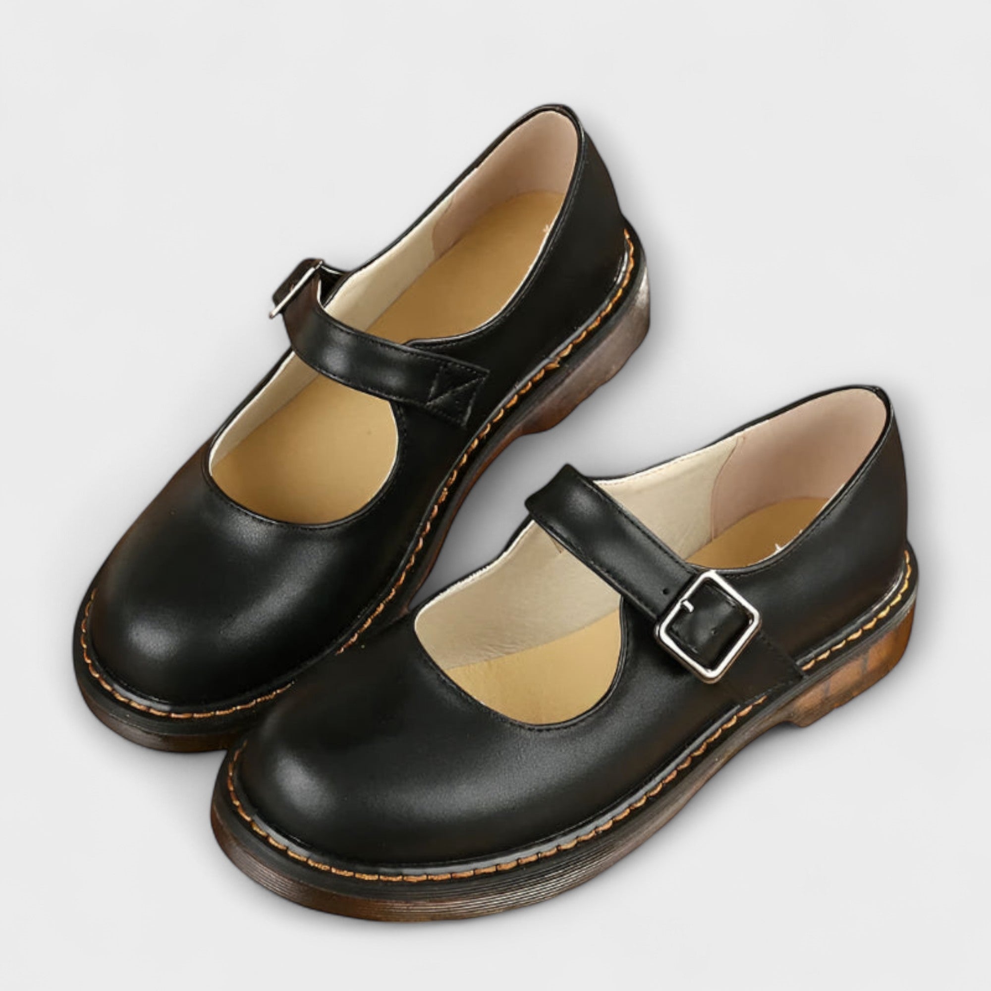 Classic Women's Mary Jane Flats with Adjustable Buckle Strap