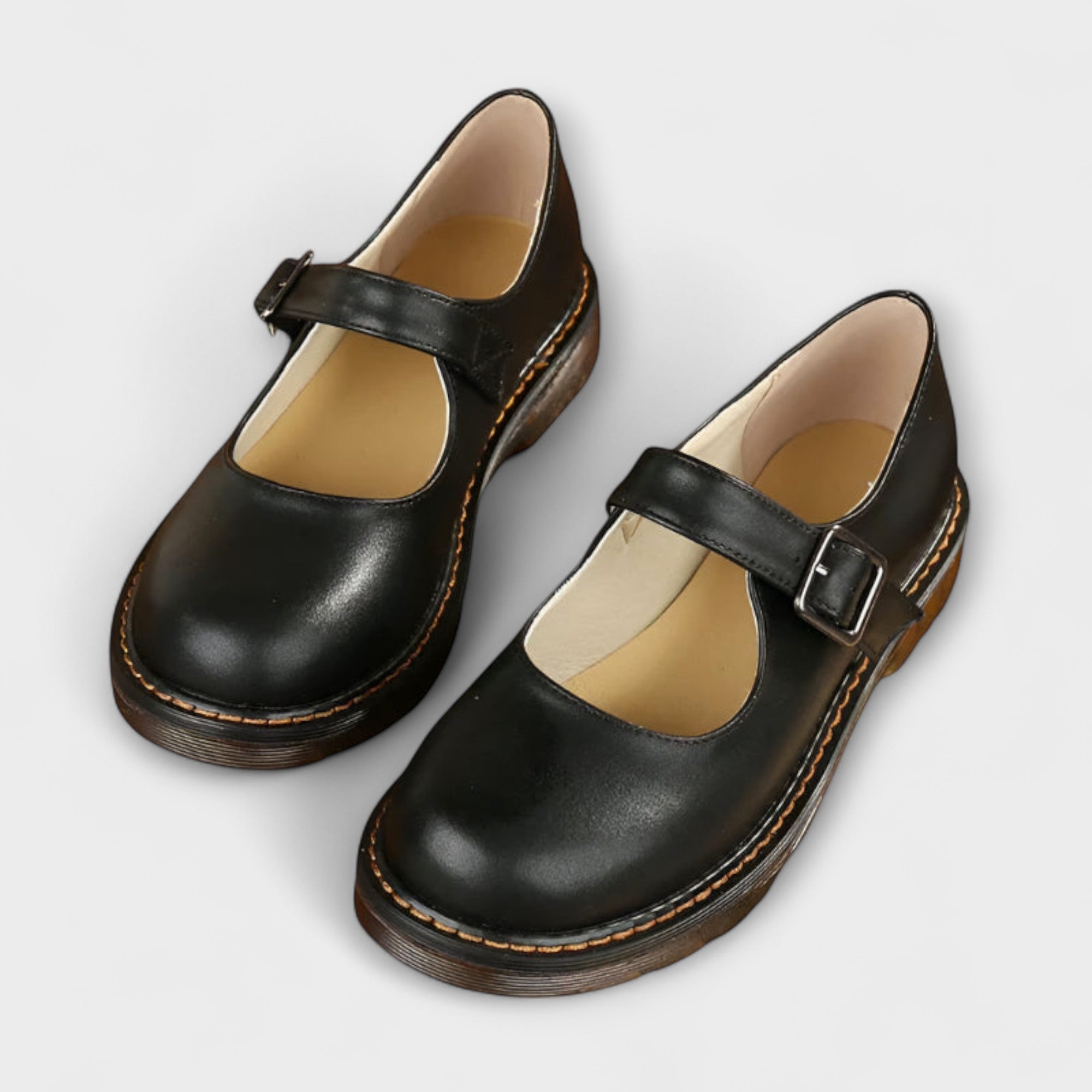 Classic Women's Mary Jane Flats with Adjustable Buckle Strap