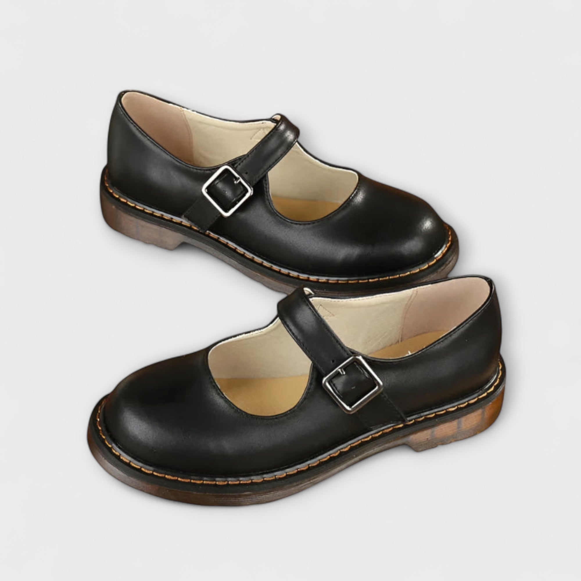 Classic Women's Mary Jane Flats with Adjustable Buckle Strap