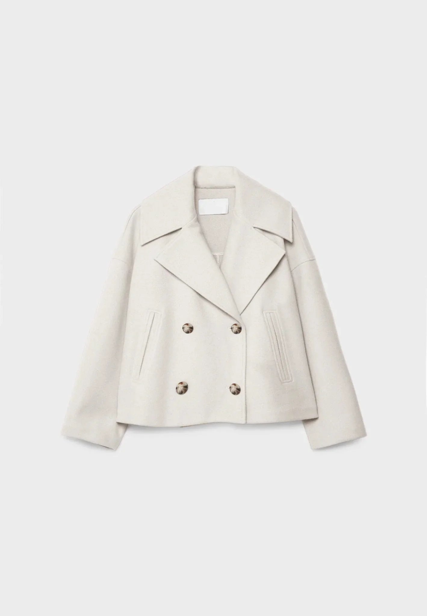 Double-Breasted Cropped Jacket with Tailored Fit and Pointed Lapels – Chic and Versatile Design for Modern Sophistication 0