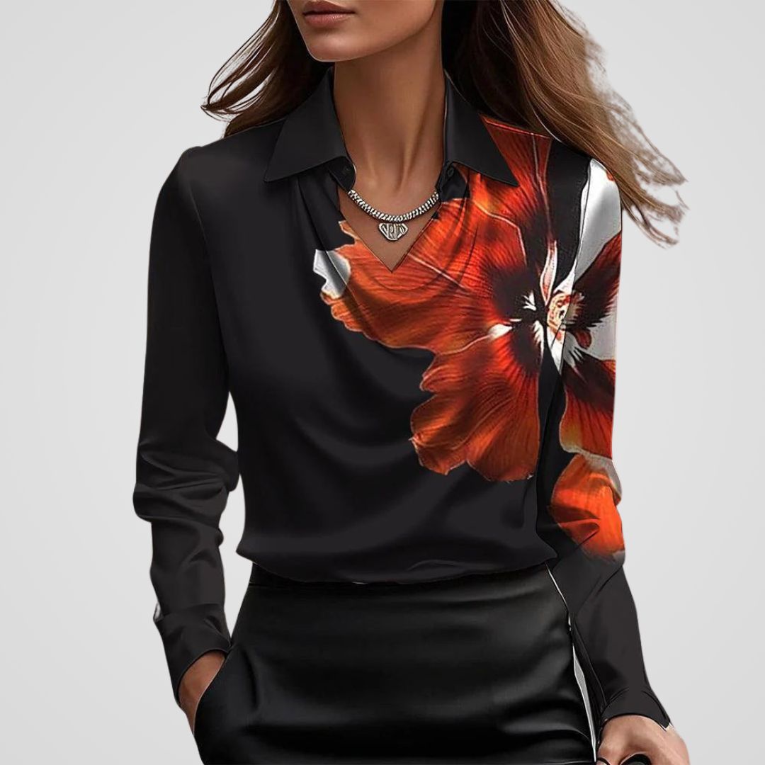 Elegant Women's Silk Blouse with Draped Neckline – Timeless Satin Top for Versatile Styling 15