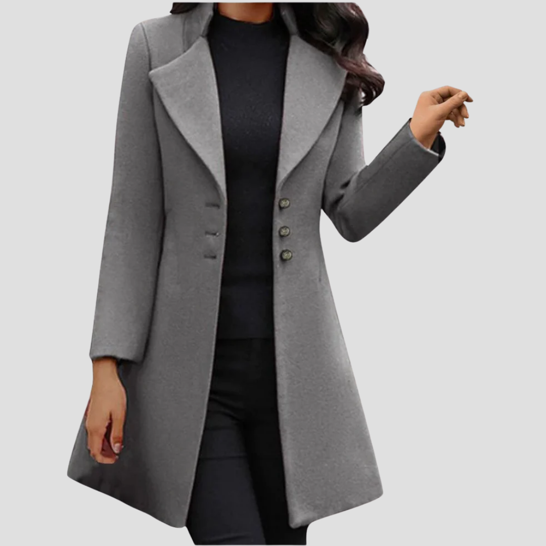 Mid-Length Cotton Trench Coat for Women – Elegant Notched Lapel, Button Closure, Versatile Design 2