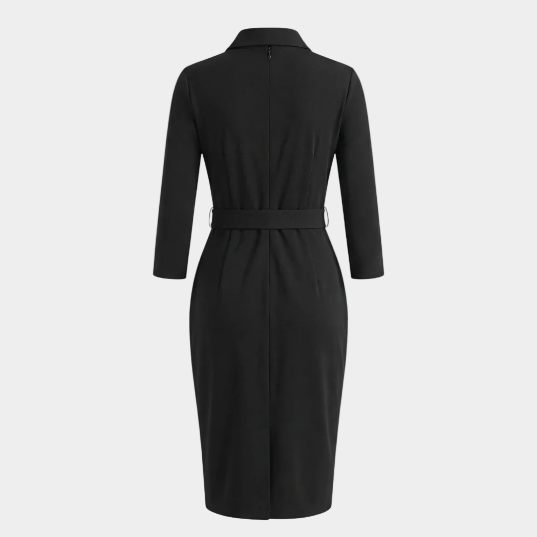 Belted Black Cocktail Dress