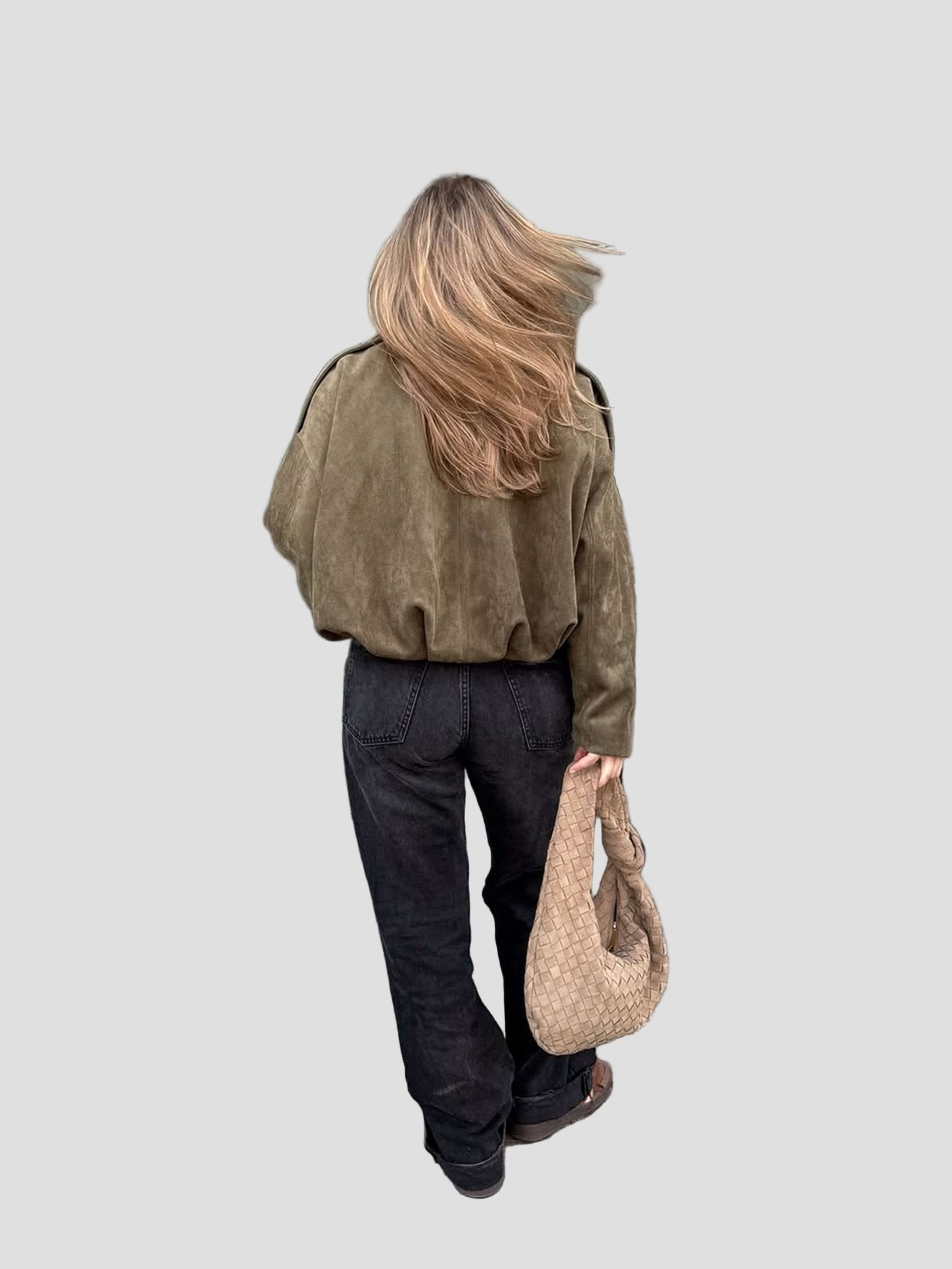 Faux Suede Bomber Jacket