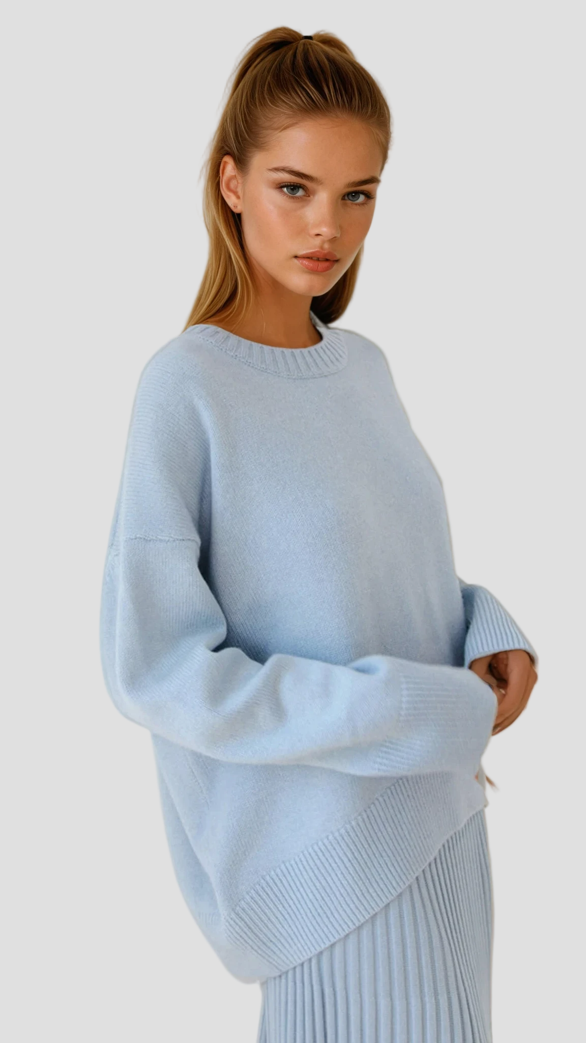 Oversized Crewneck Knit Sweater