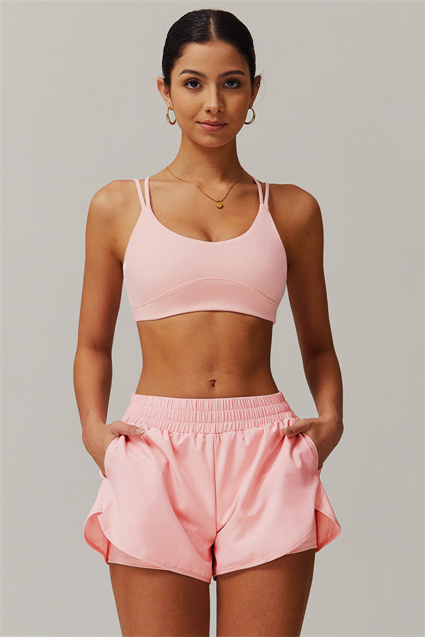 Strappy Back Sports Bra & Shorts 2-Piece Set