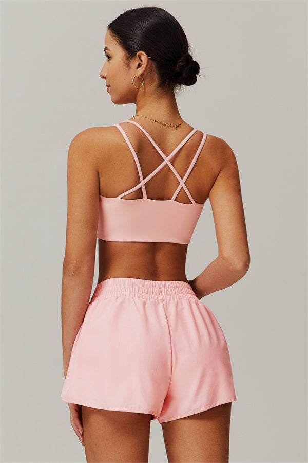 Strappy Back Sports Bra & Shorts 2-Piece Set
