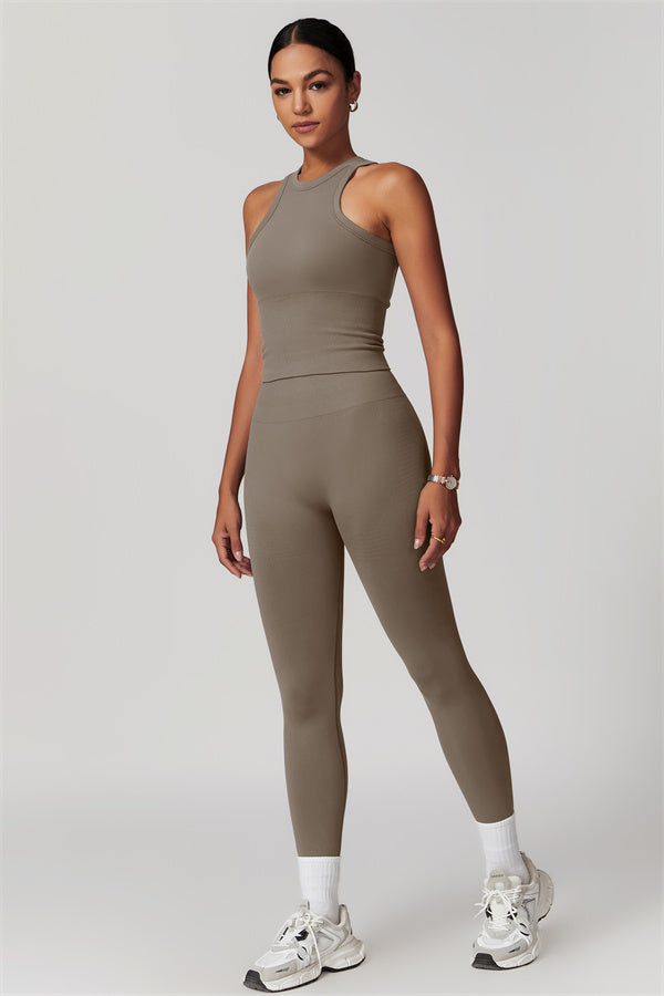 Seamless Ribbed Crop Top & Leggings Set