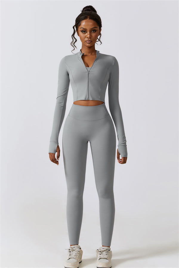 Sleek Stand Collar Zip-Up Jacket