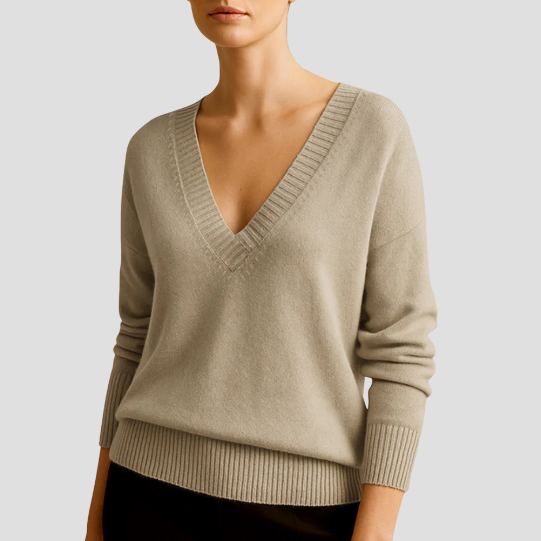 V-Neck Knit Jumper for Women