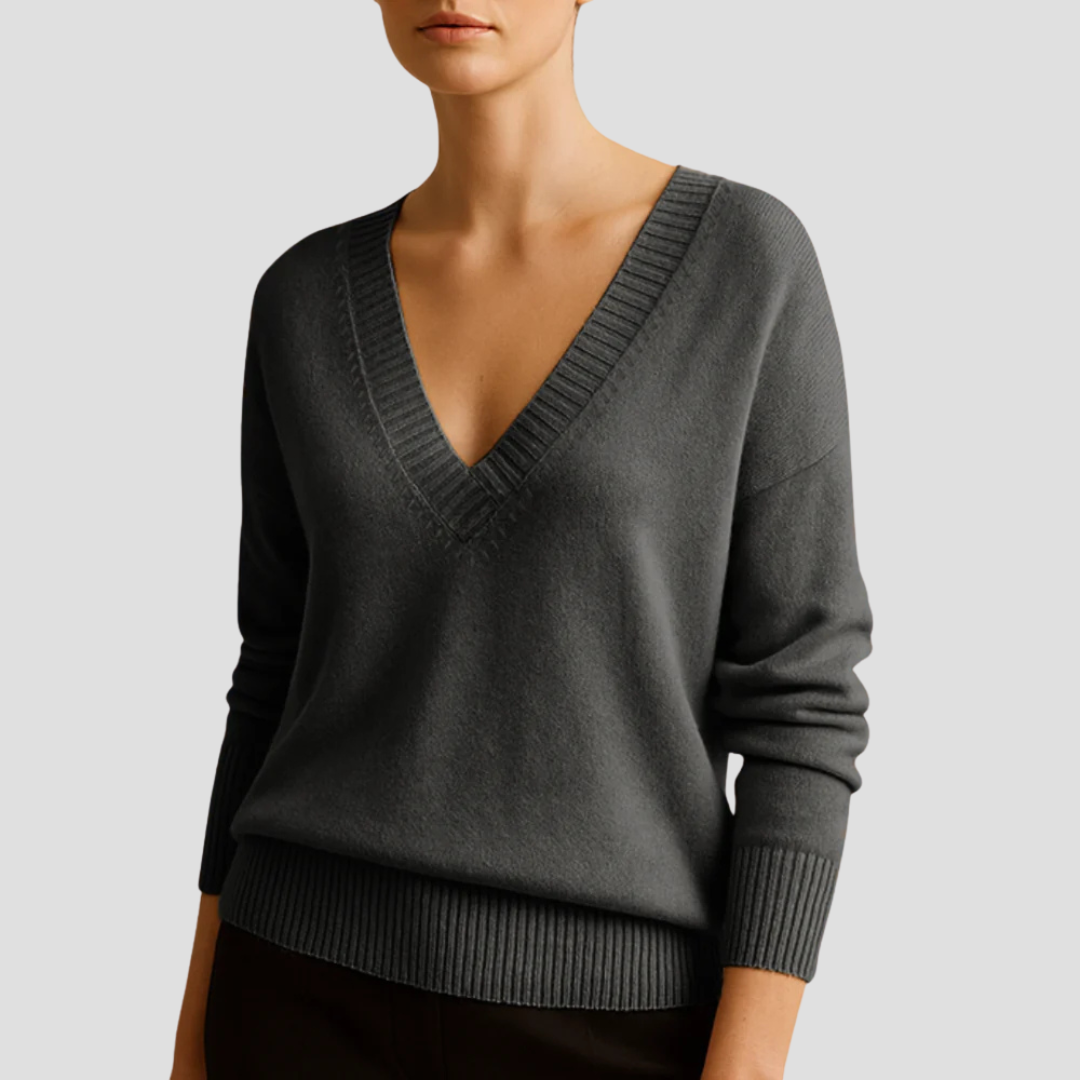 V-Neck Knit Jumper for Women