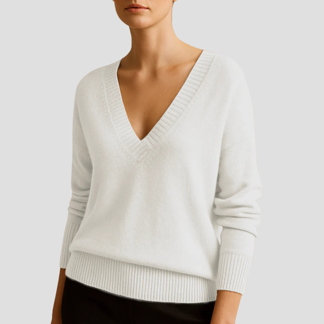 V-Neck Knit Jumper for Women