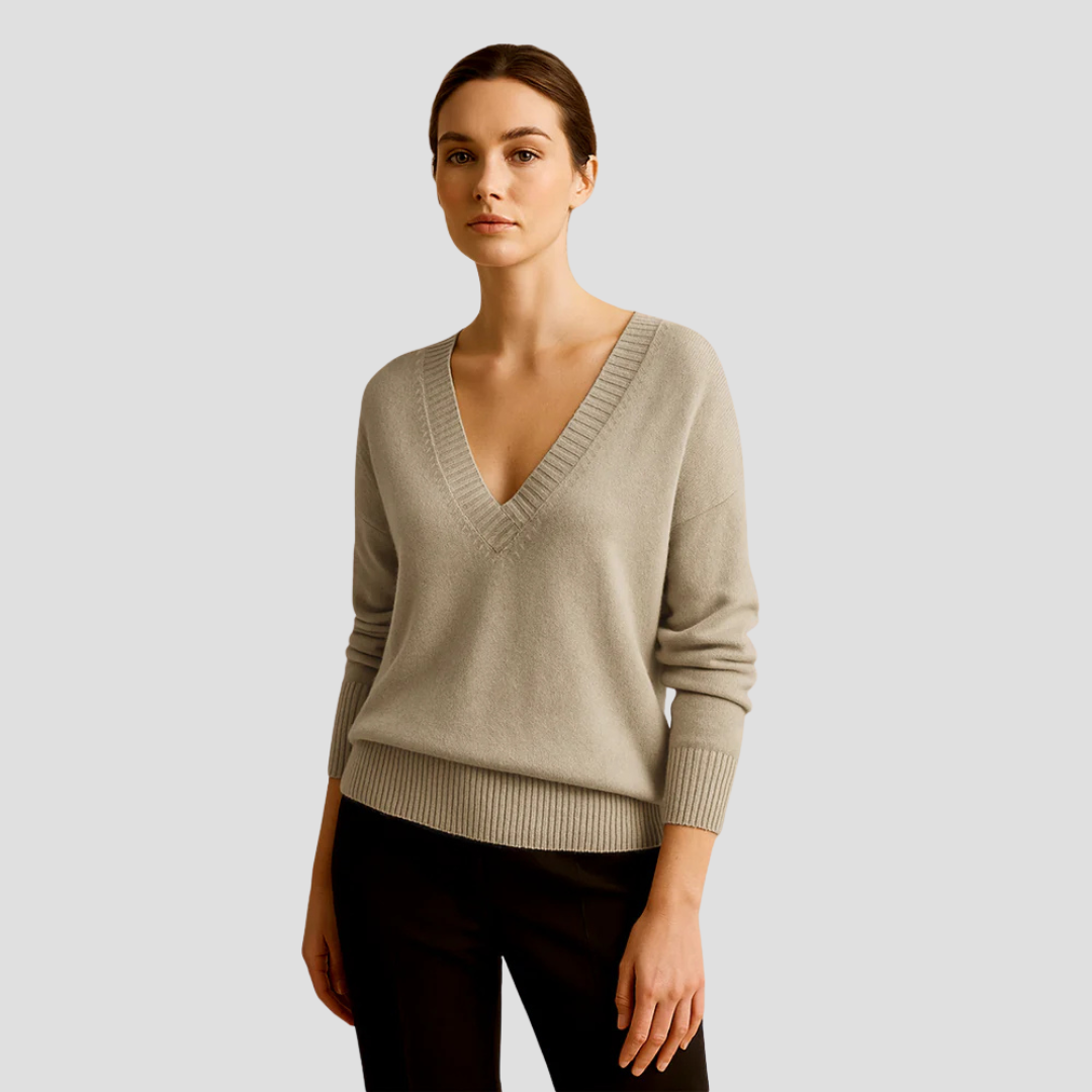 V-Neck Knit Jumper for Women