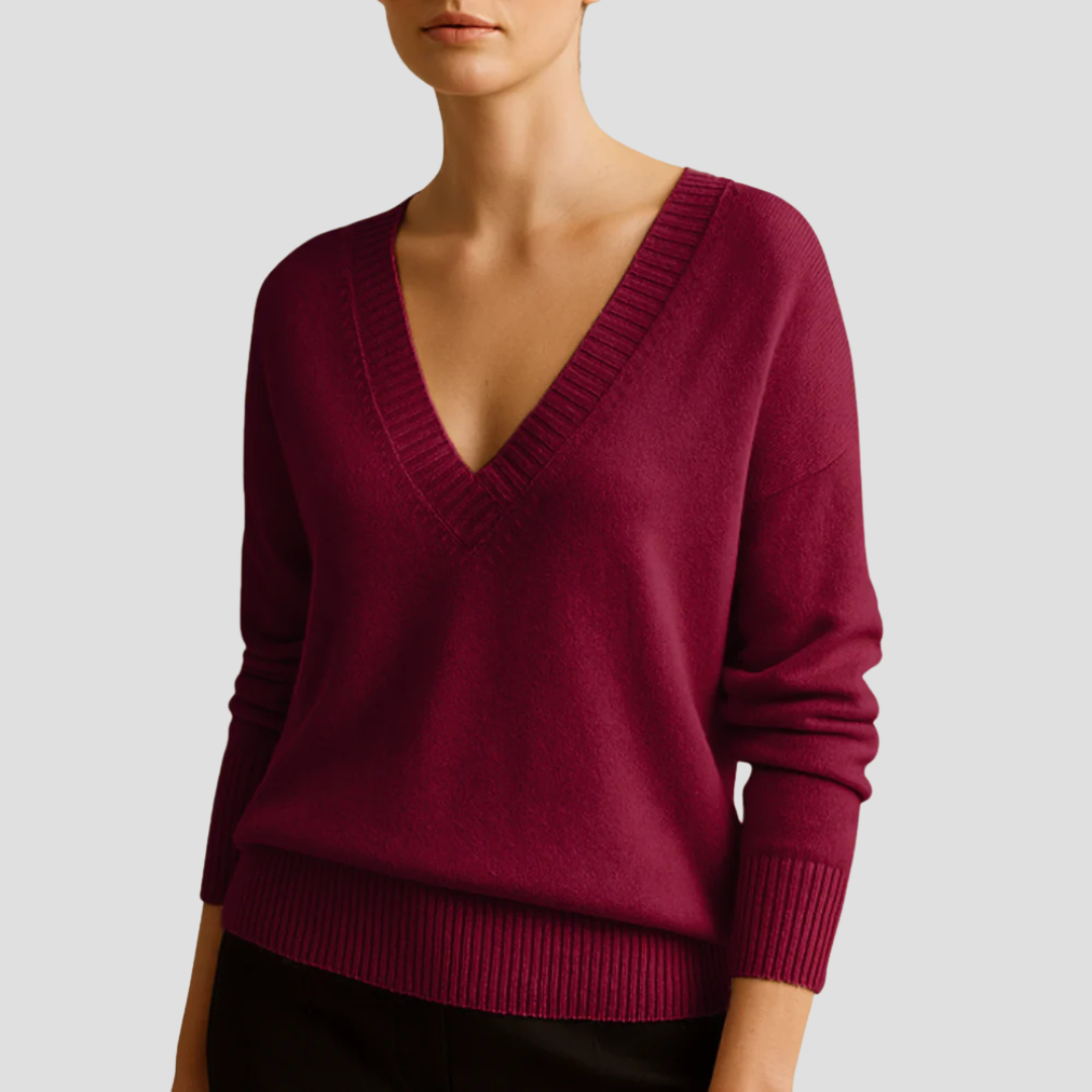 V-Neck Knit Jumper for Women