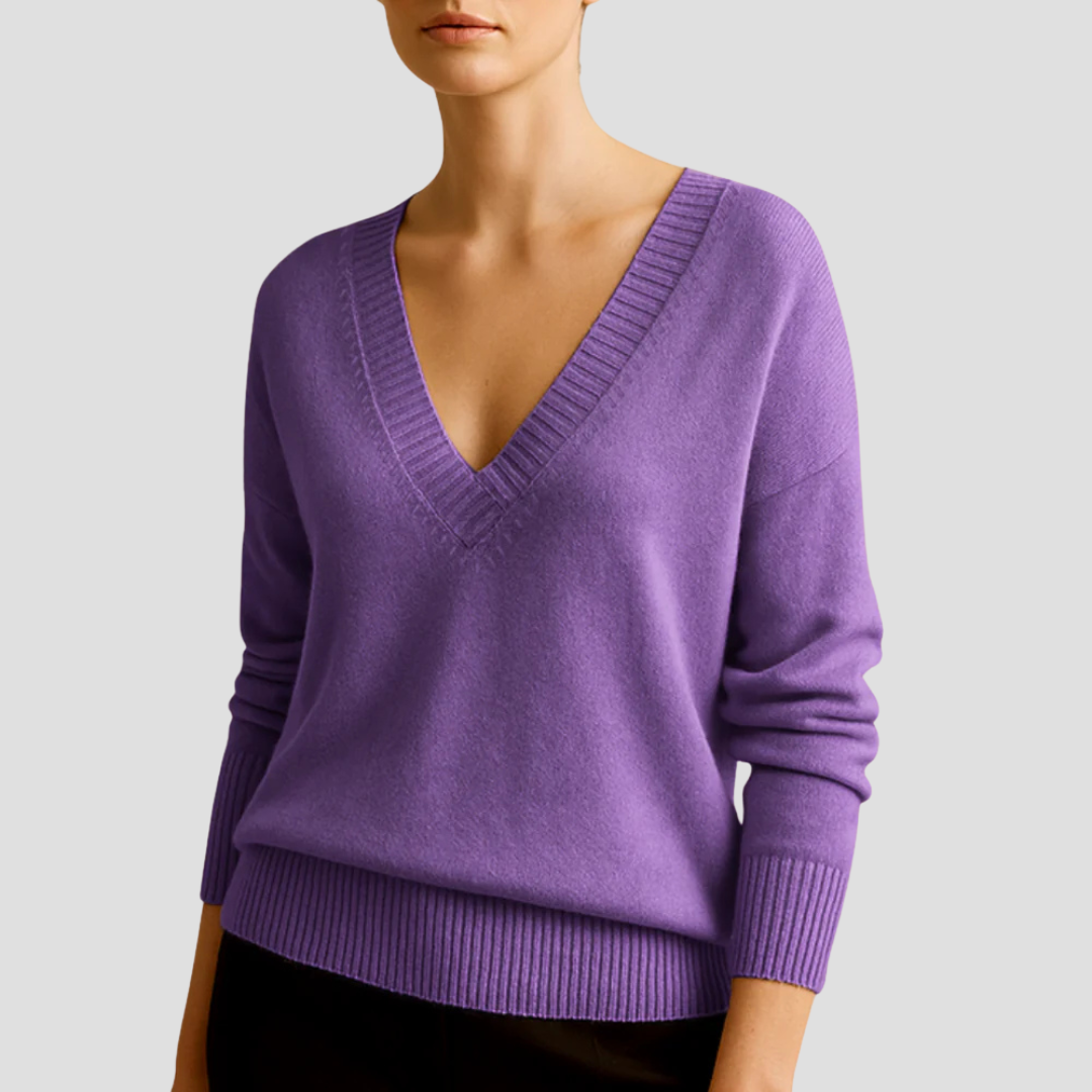 V-Neck Knit Jumper for Women