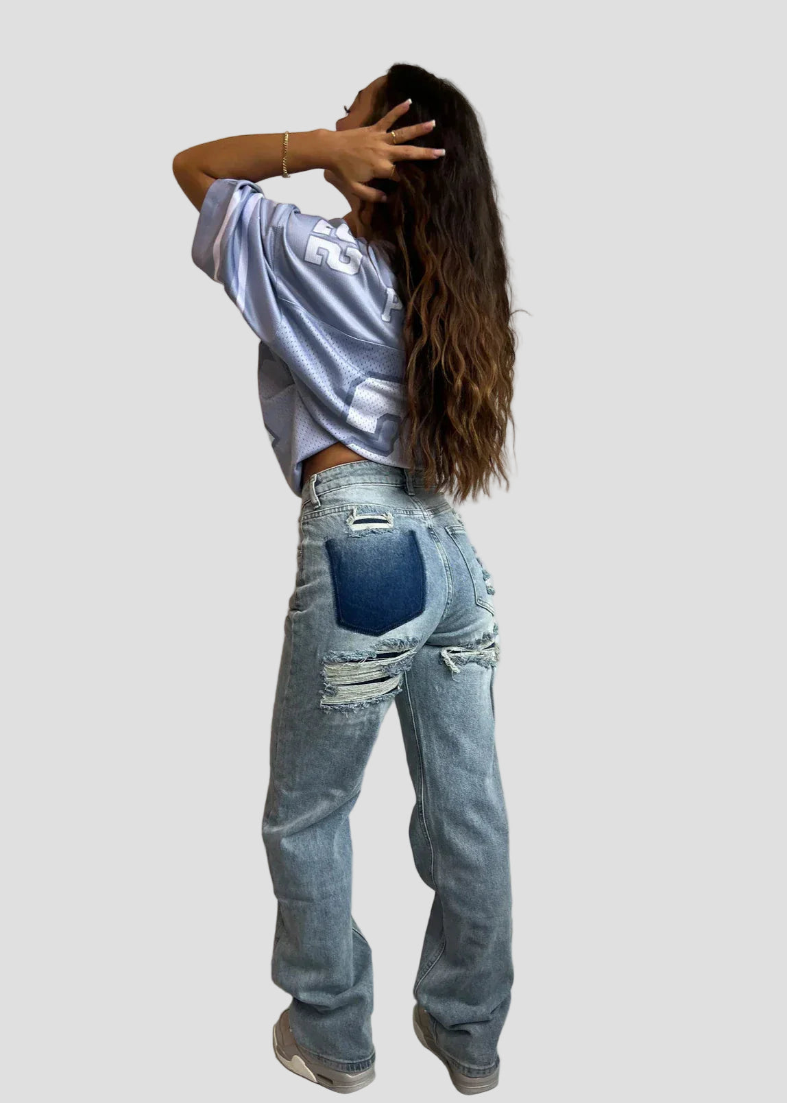 Vintage Baggy Ripped Jeans in Light Blue