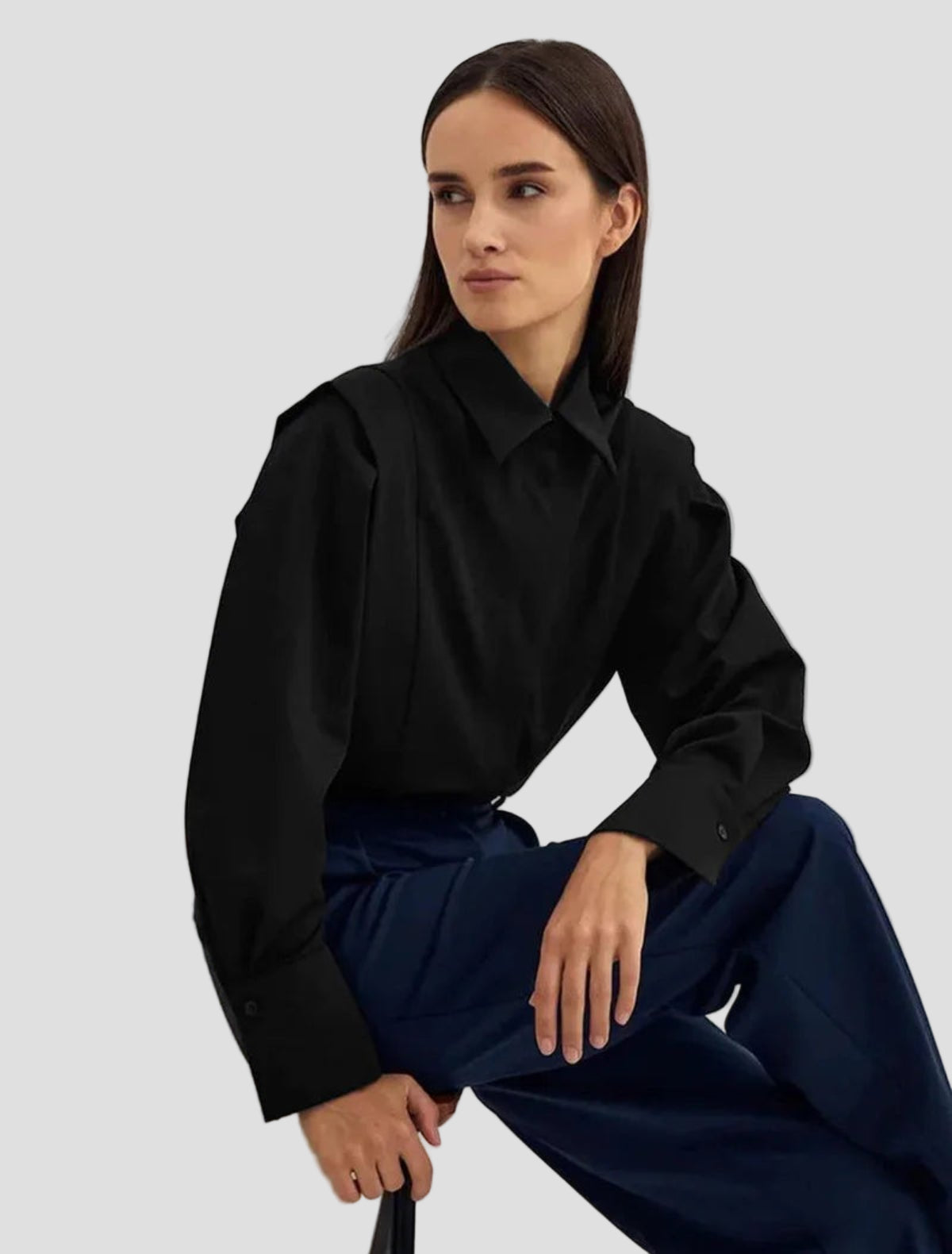 Women Button Down Square Dress Shirt, 100% Woven Cotton, Full-Length Sleeves, Classic Collar, Comfortable and Versatile for All Occasions 8