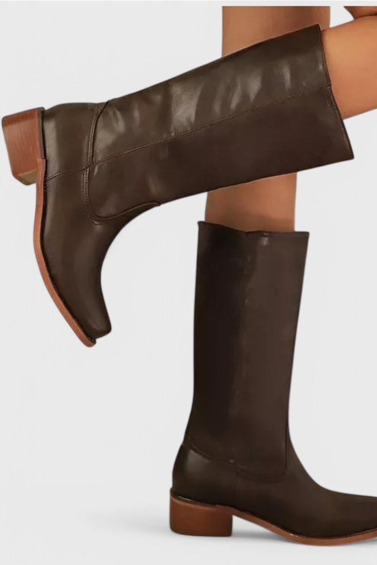 Women's Knee-High Leather Boots with Heels