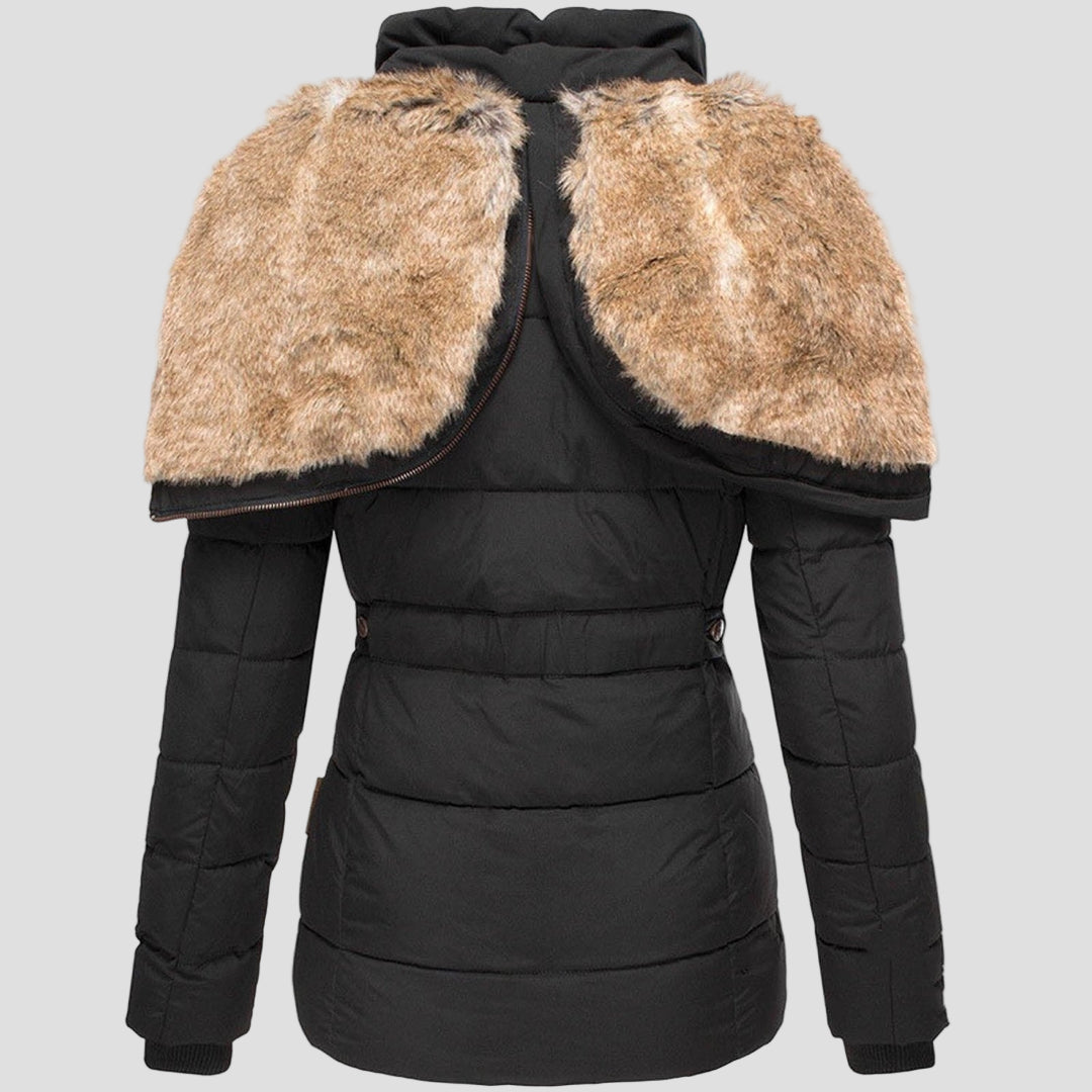 Women's Black Puffer Jacket - Slim Fit Hooded Winter Coat for Warmth and Style 7