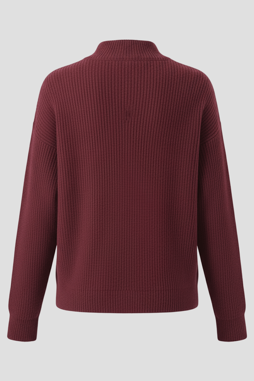 Women's Ribbed Knit Wrap Sweater Top with V-Neck and Asymmetrical Hem