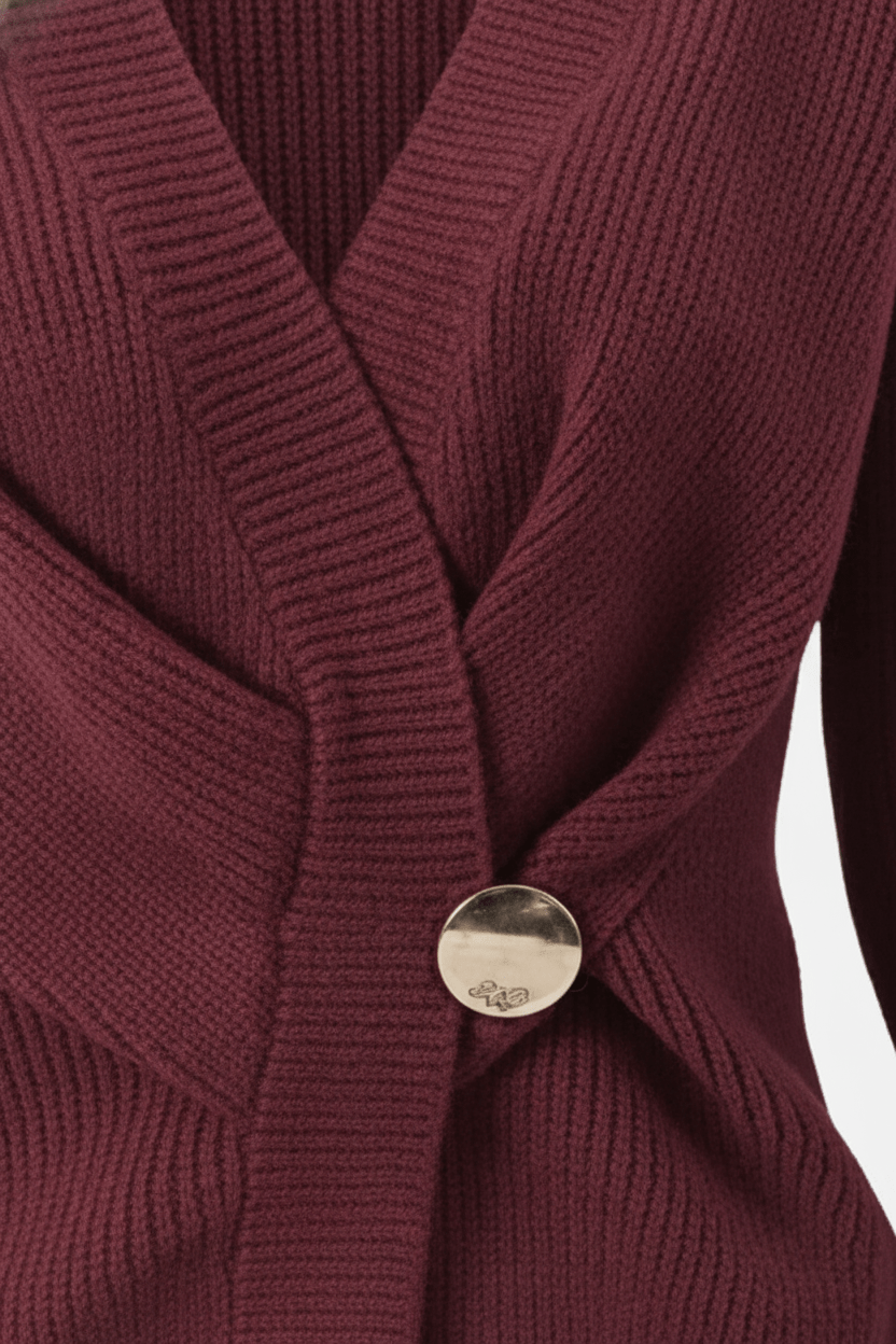 Women's Ribbed Knit Wrap Sweater Top with V-Neck and Asymmetrical Hem