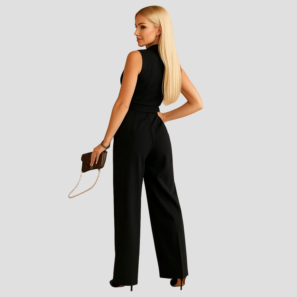 Tailored Wrap Jumpsuit with Wide Leg