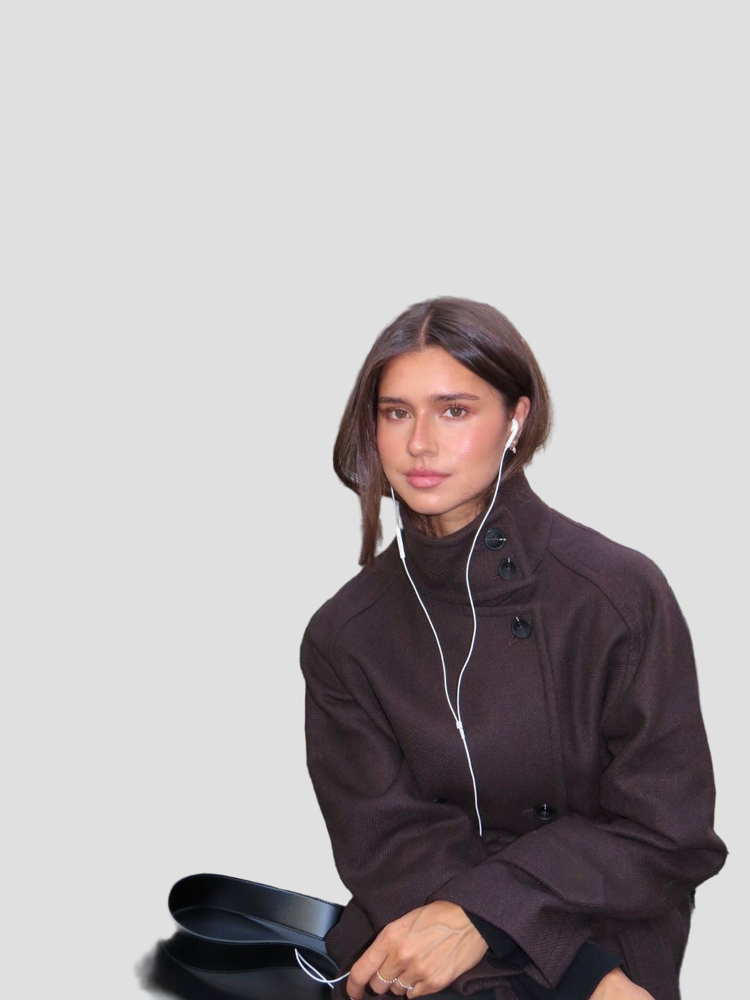 Wool-Blend High-Neck Buttoned Jacket