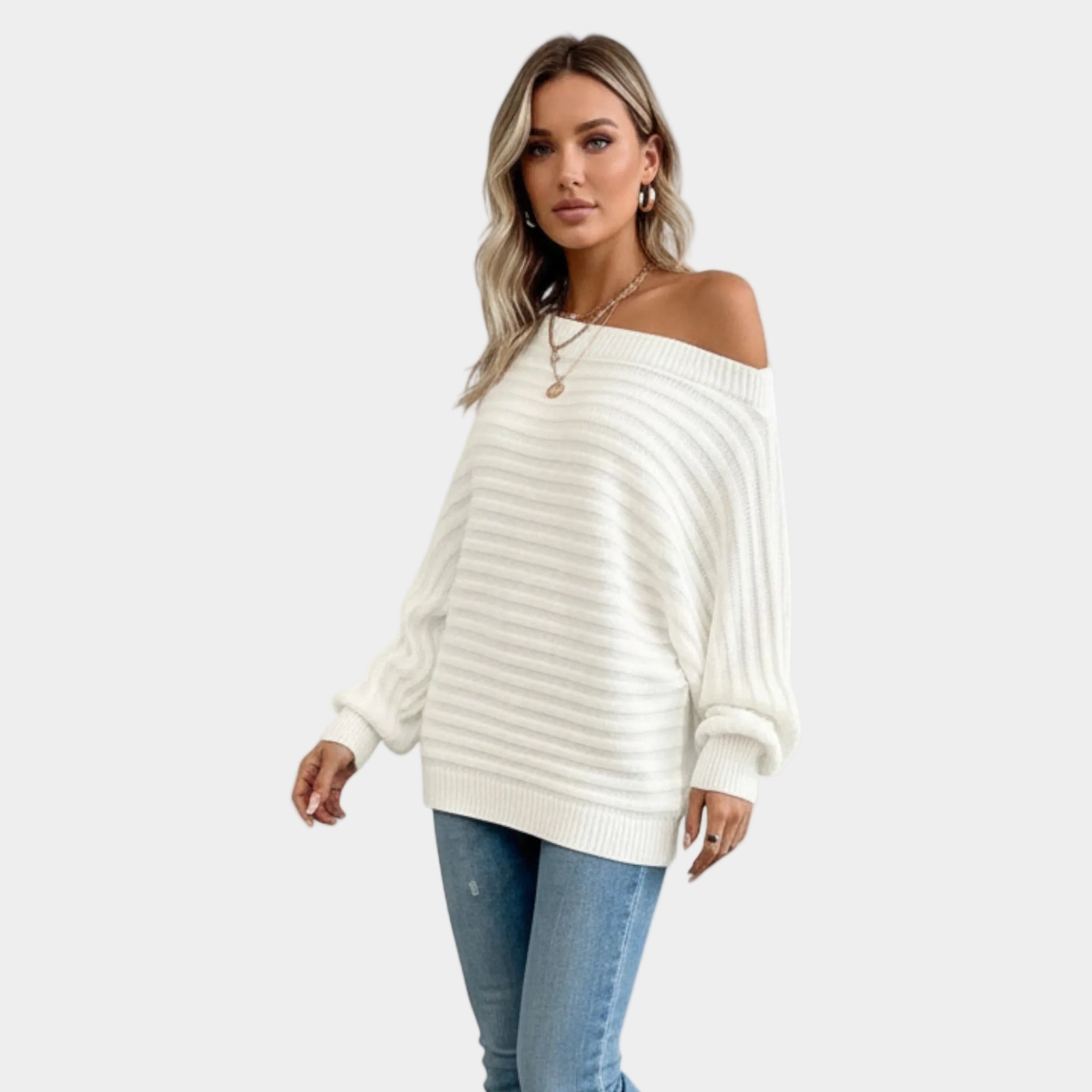 Womens Sweater Off-Shoulder Soft Knit Design