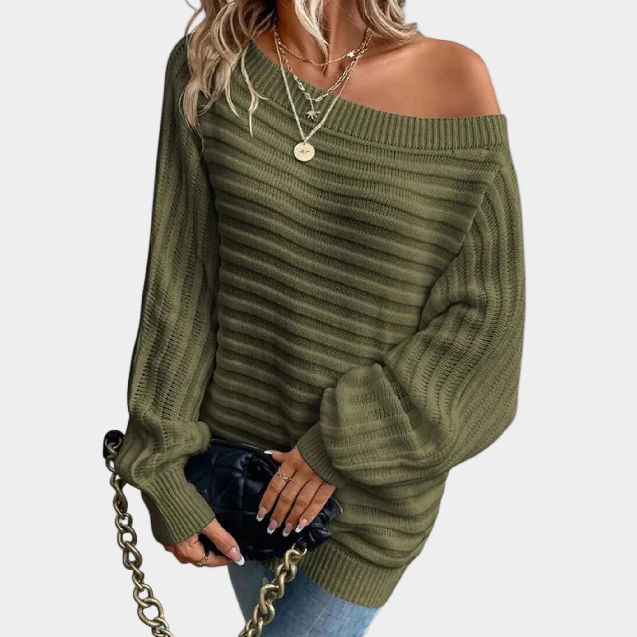 Womens Sweater Off-Shoulder Soft Knit Design