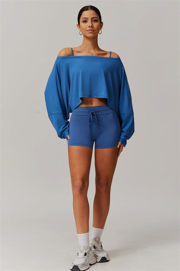 Asymmetrical Off-Shoulder Cropped Pullover