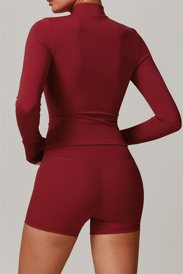 Form-Fitting Zipper Top with Thumbholes