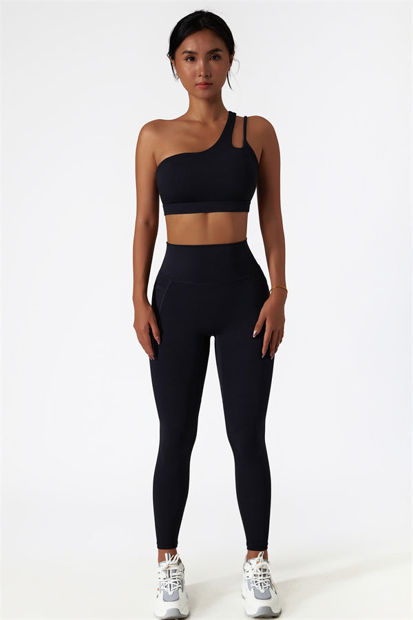 Asymmetrical One-Shoulder Sports Bra
